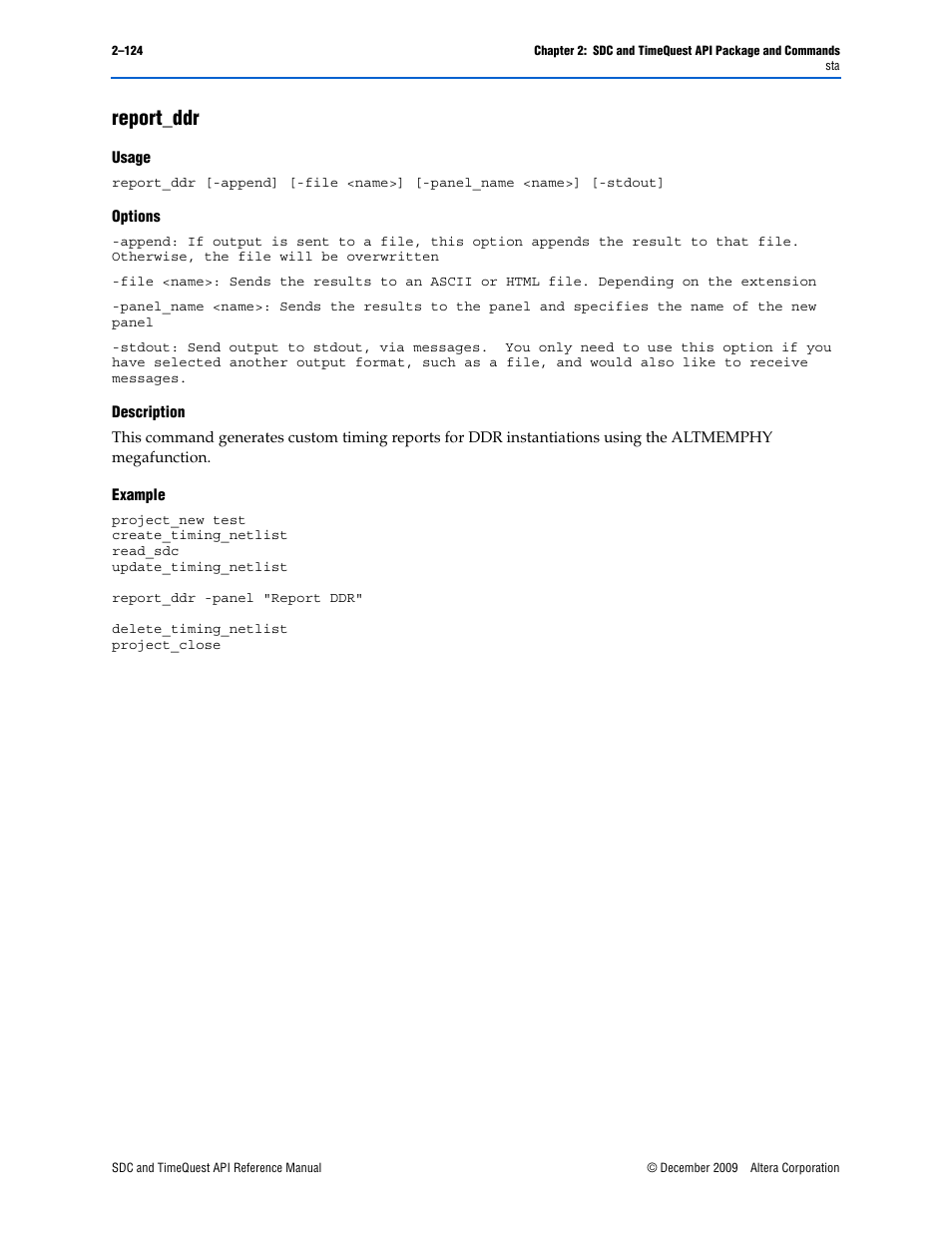 Report_ddr, Report_ddr –124 | Altera SDC and TimeQuest API User Manual | Page 134 / 168