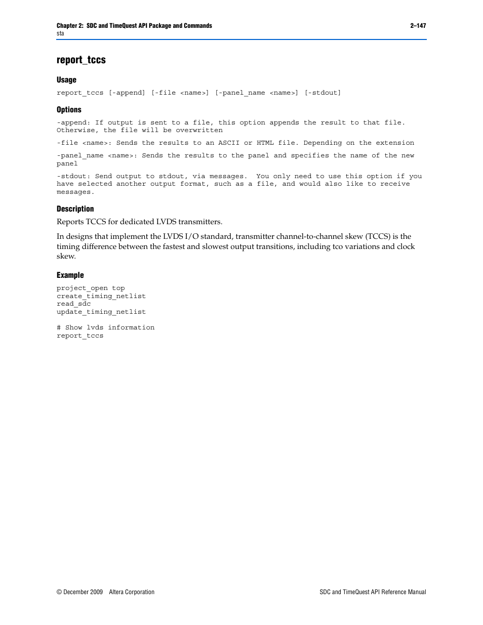 Report_tccs, Report_tccs –147 | Altera SDC and TimeQuest API User Manual | Page 157 / 168
