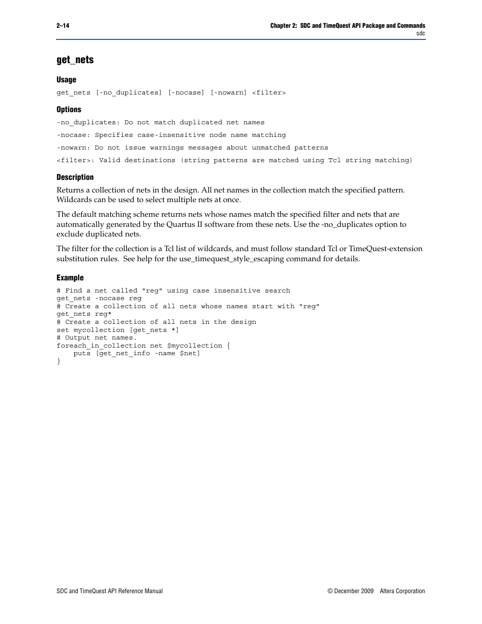 Get_nets, Get_nets –14 | Altera SDC and TimeQuest API User Manual | Page 24 / 168