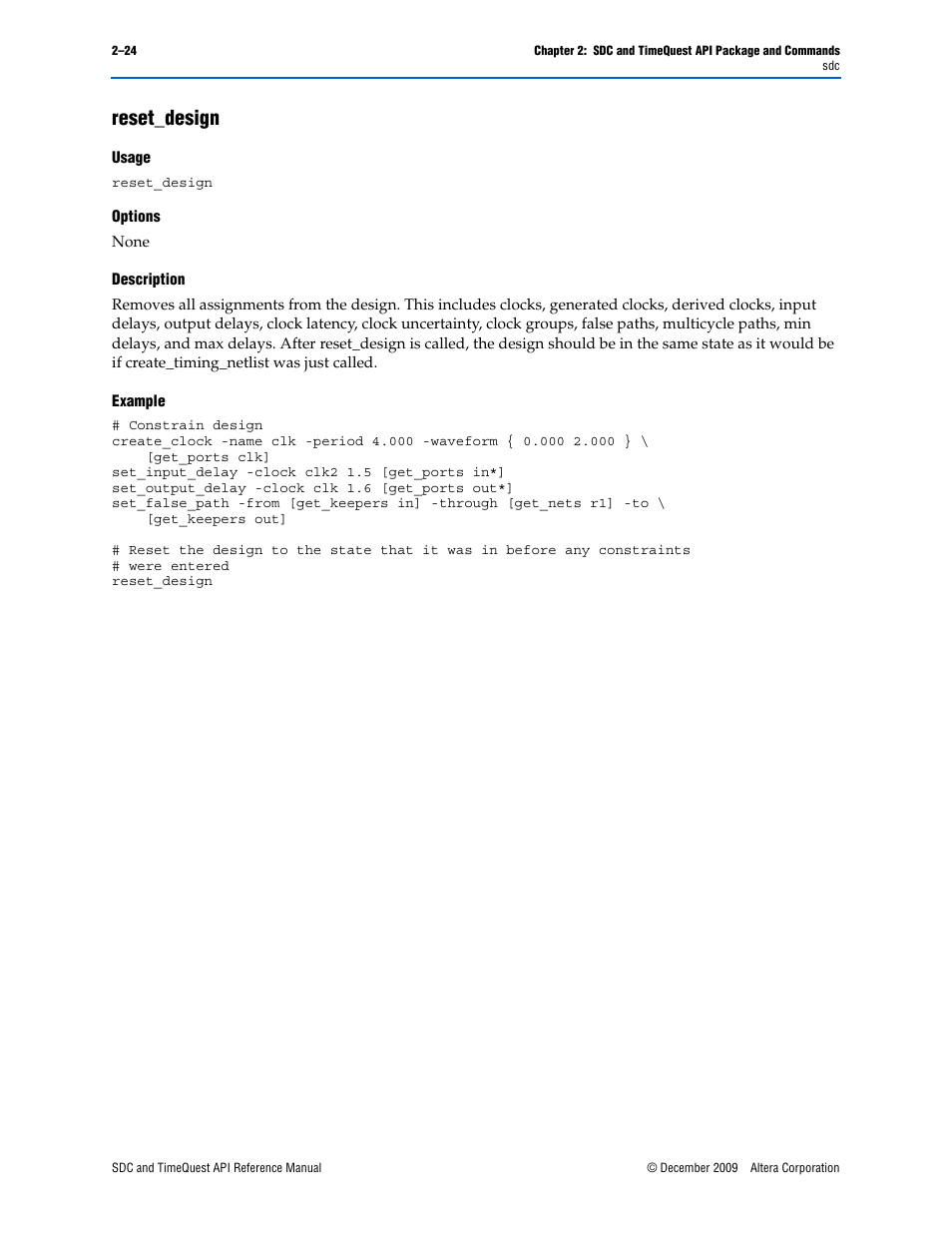 Reset_design, Reset_design –24 | Altera SDC and TimeQuest API User Manual | Page 34 / 168