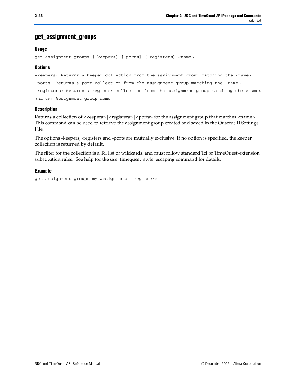 Get_assignment_groups, Get_assignment_groups –46 | Altera SDC and TimeQuest API User Manual | Page 56 / 168