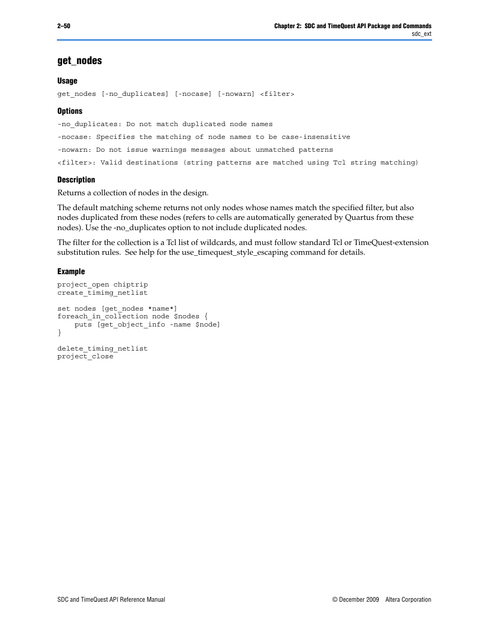 Get_nodes, Get_nodes –50 | Altera SDC and TimeQuest API User Manual | Page 60 / 168