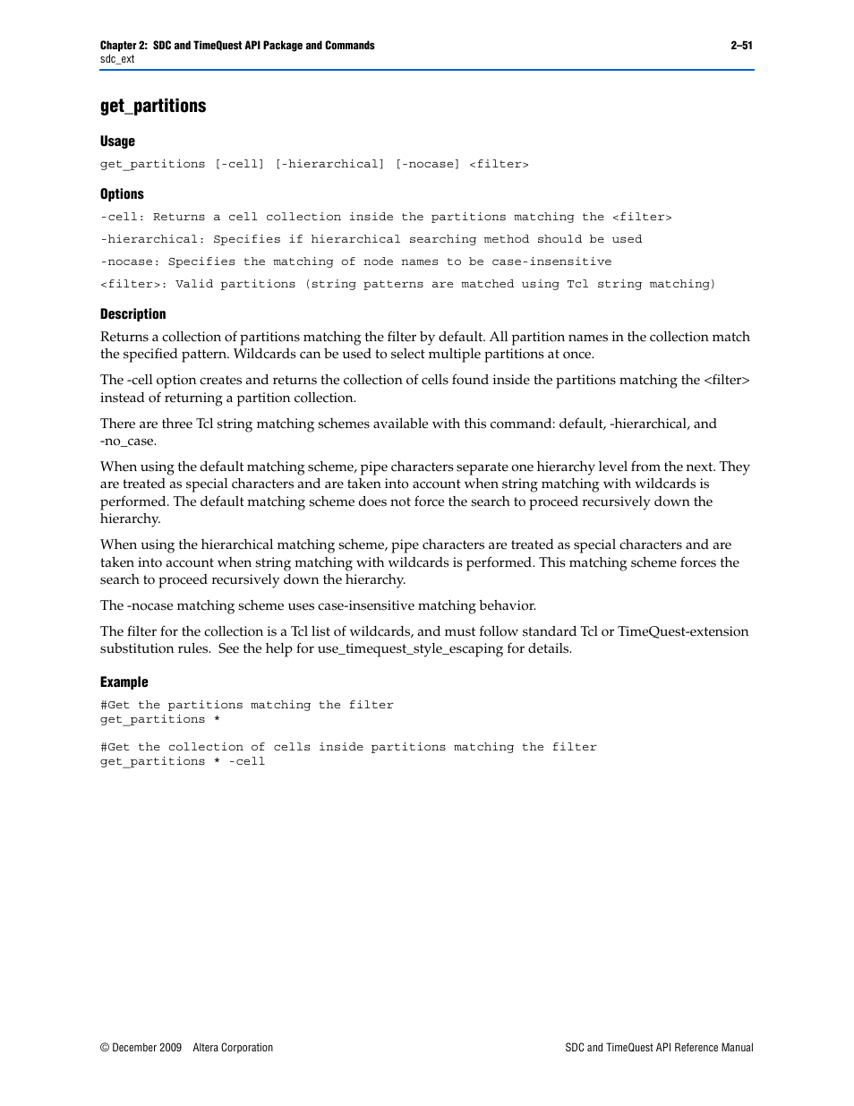 Get_partitions, Get_partitions –51 | Altera SDC and TimeQuest API User Manual | Page 61 / 168