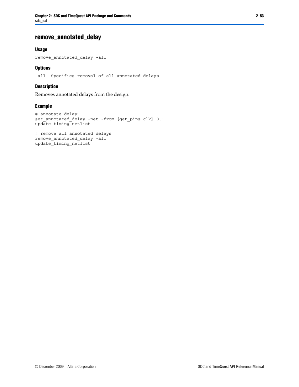 Remove_annotated_delay, Remove_annotated_delay –53 | Altera SDC and TimeQuest API User Manual | Page 63 / 168