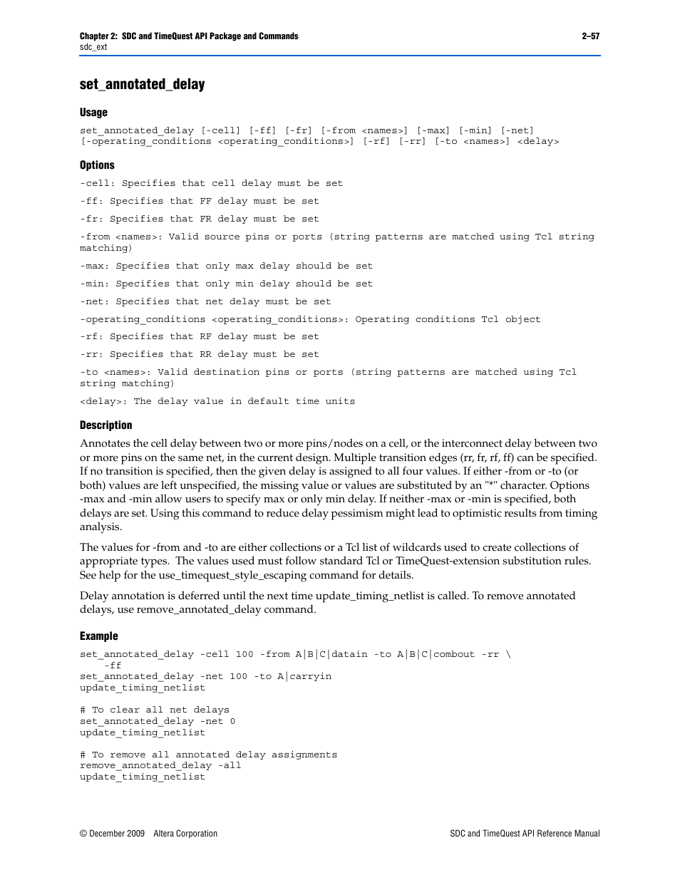 Set_annotated_delay, Set_annotated_delay –57 | Altera SDC and TimeQuest API User Manual | Page 67 / 168