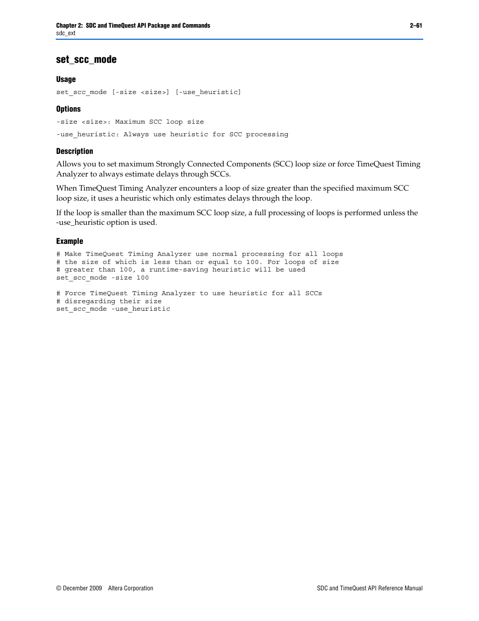 Set_scc_mode, Set_scc_mode –61 | Altera SDC and TimeQuest API User Manual | Page 71 / 168