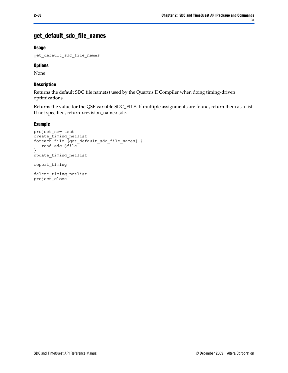Get_default_sdc_file_names, Get_default_sdc_file_names –88 | Altera SDC and TimeQuest API User Manual | Page 98 / 168