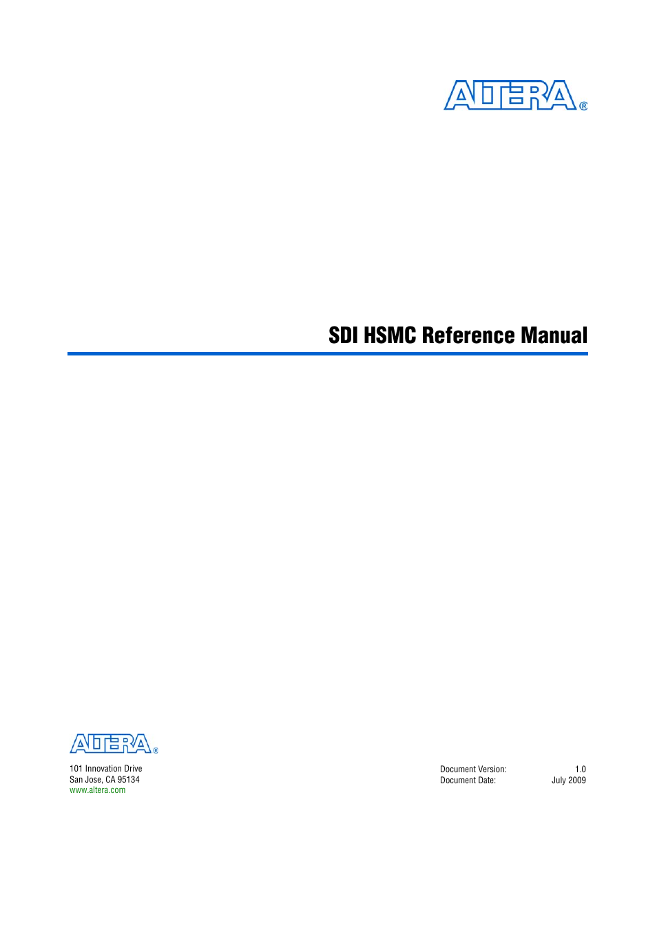 Altera SDI HSMC User Manual | 36 pages