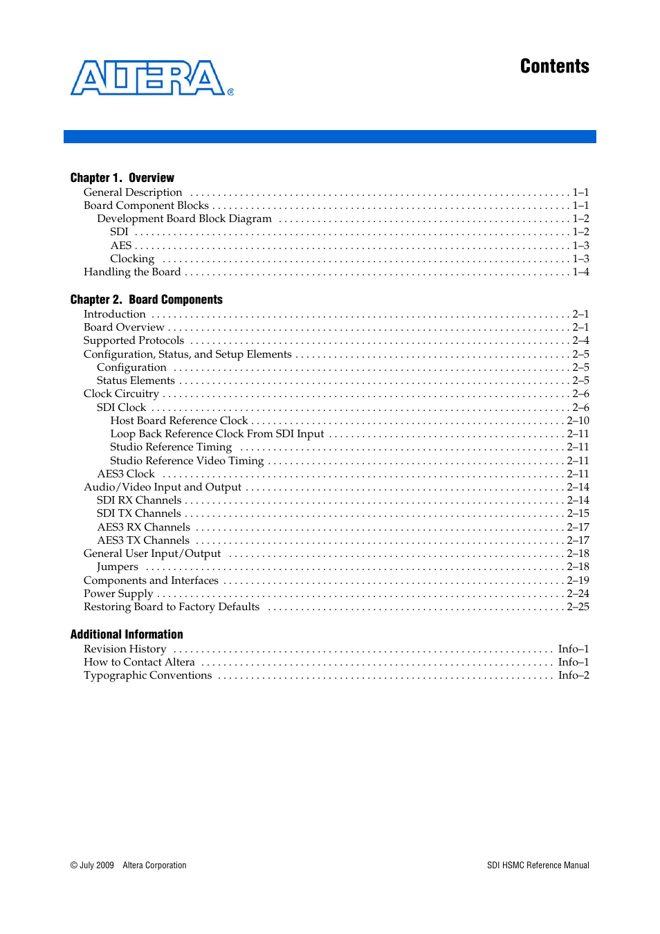 Altera SDI HSMC User Manual | Page 3 / 36