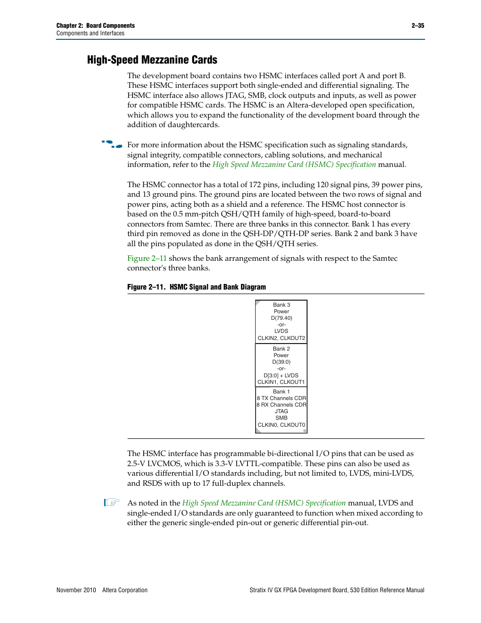 High-speed mezzanine cards, High-speed mezzanine cards –35 | Altera Stratix IV GX FPGA Development Board User Manual | Page 43 / 78