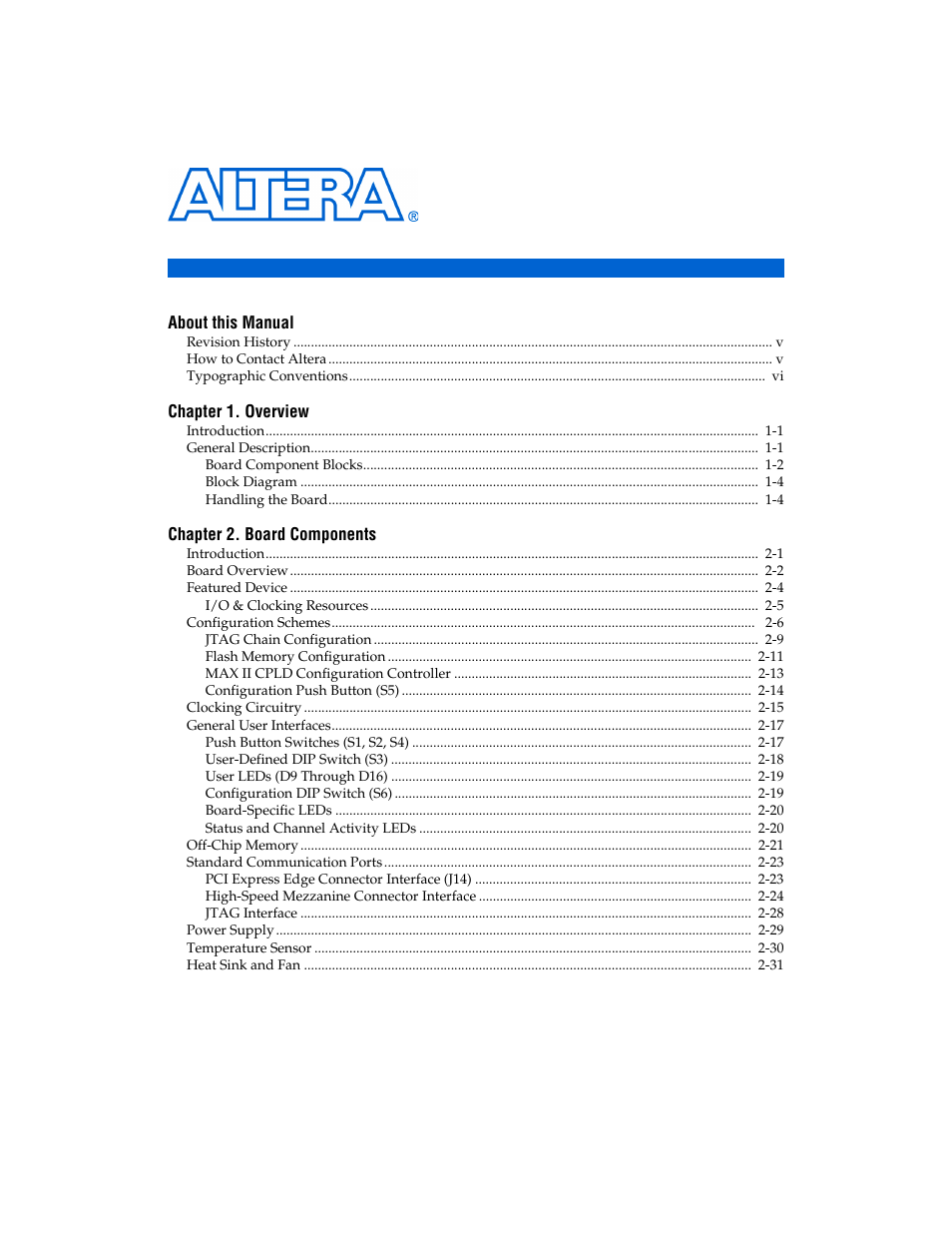 Altera Arria GX Development Board User Manual | Page 3 / 42
