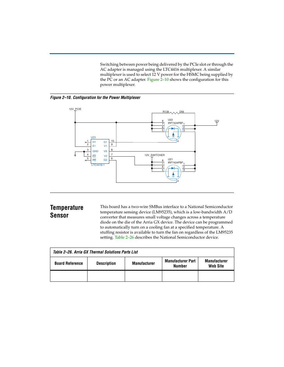 Temperature sensor, Temperature sensor -30 | Altera Arria GX Development Board User Manual | Page 40 / 42