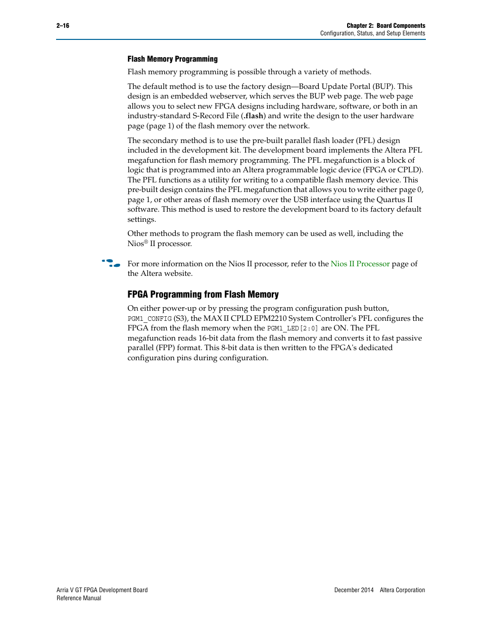 Fpga programming from flash memory, Fpga programming from flash memory –16 | Altera Arria V GT FPGA Development Board User Manual | Page 26 / 86