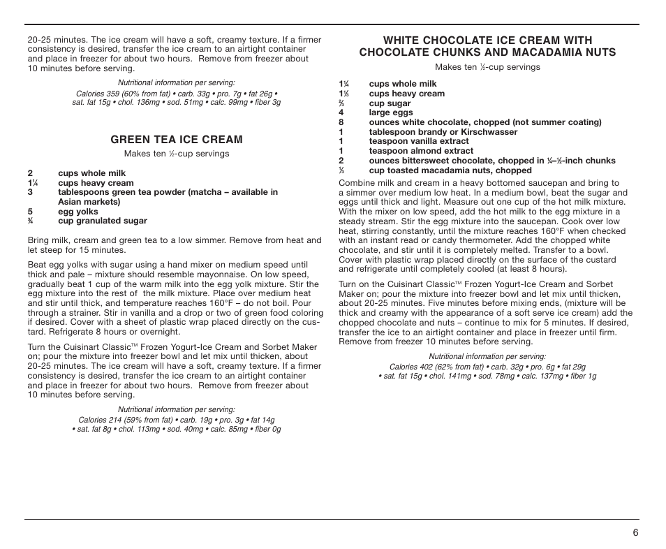 Green tea ice cream | Cuisinart ICE-25BC User Manual | Page 7 / 12