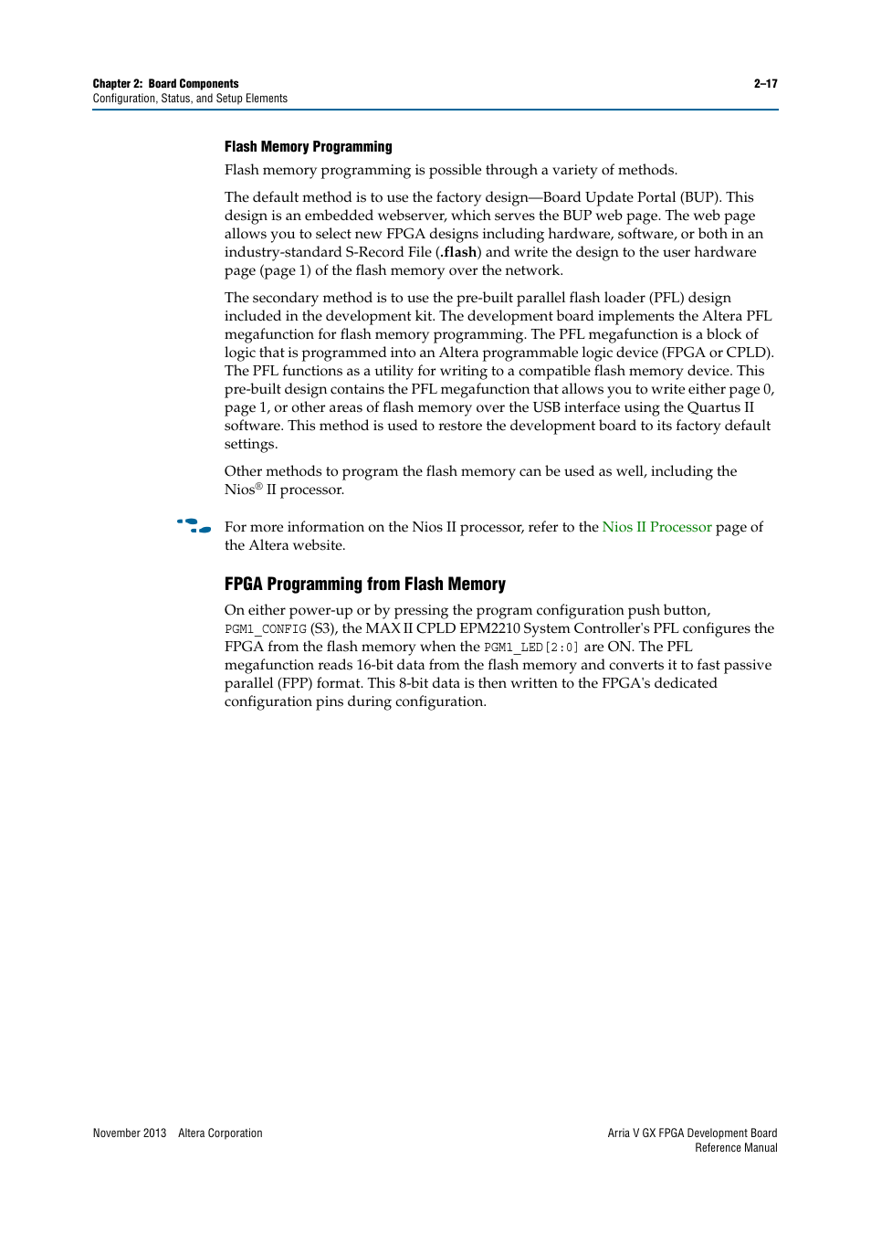 Fpga programming from flash memory, Fpga programming from flash memory –17 | Altera Arria V GX FPGA Development Board User Manual | Page 27 / 90