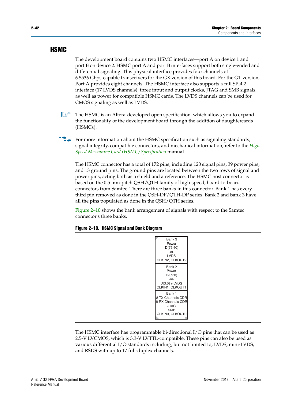 Hsmc, Hsmc –42 | Altera Arria V GX FPGA Development Board User Manual | Page 52 / 90