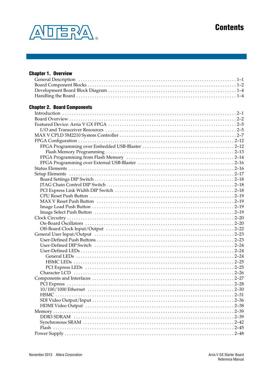 Altera Arria V GX Starter Board User Manual | Page 3 / 62