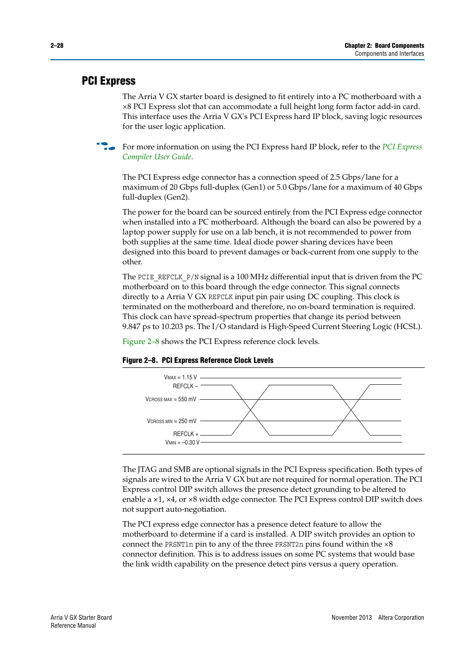 Pci express, Pci express –28 | Altera Arria V GX Starter Board User Manual | Page 36 / 62