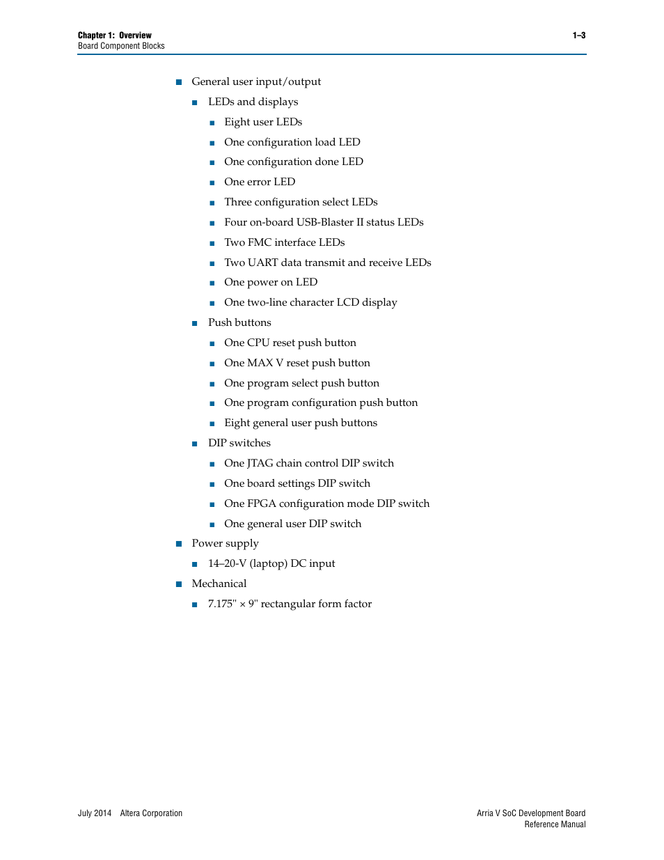 Altera Arria V SoC Development Board User Manual | Page 7 / 70