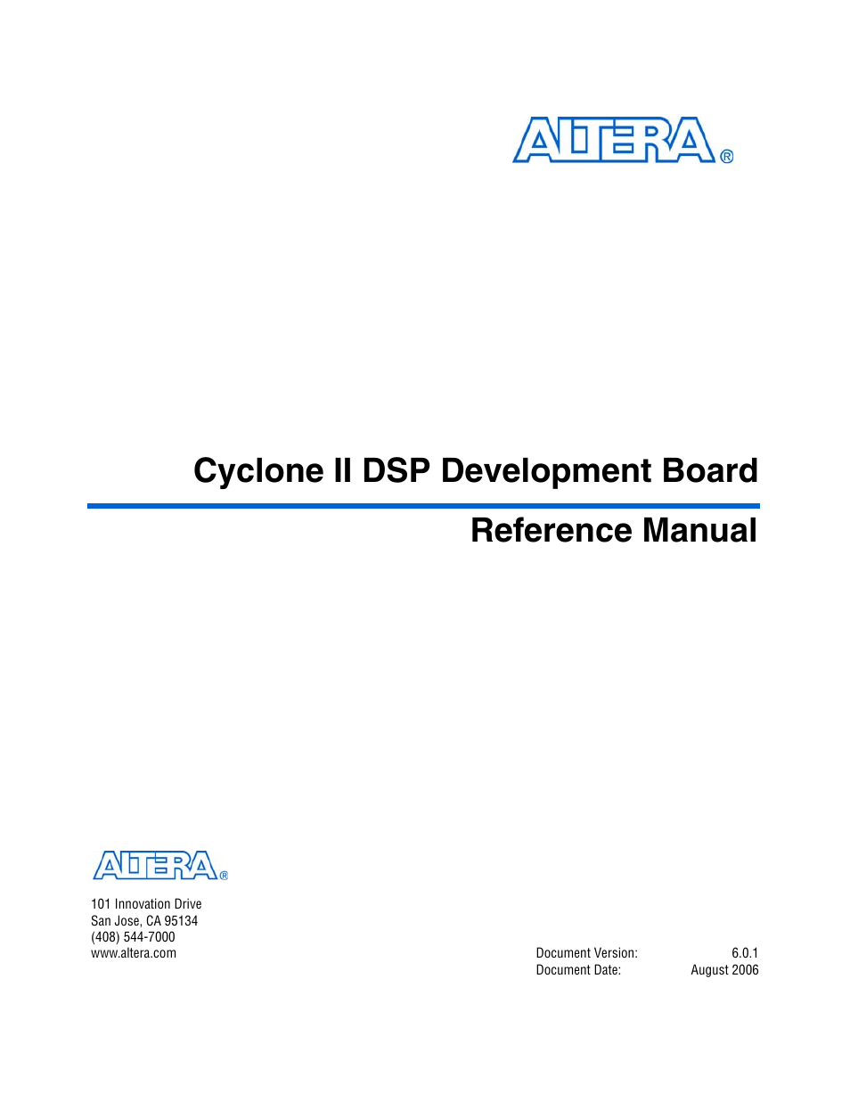 Altera Cyclone II DSP Development Board User Manual | 112 pages