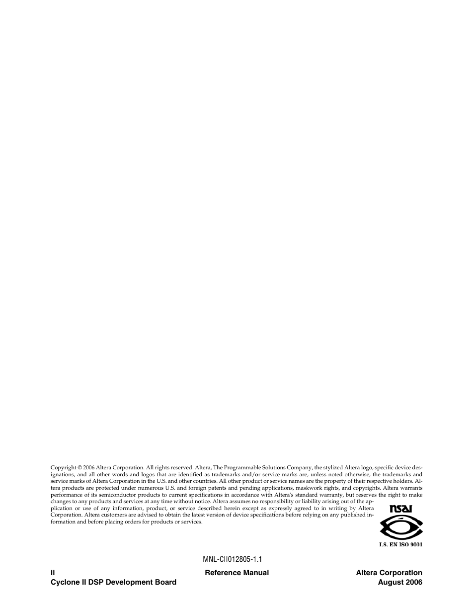 Altera Cyclone II DSP Development Board User Manual | Page 2 / 112