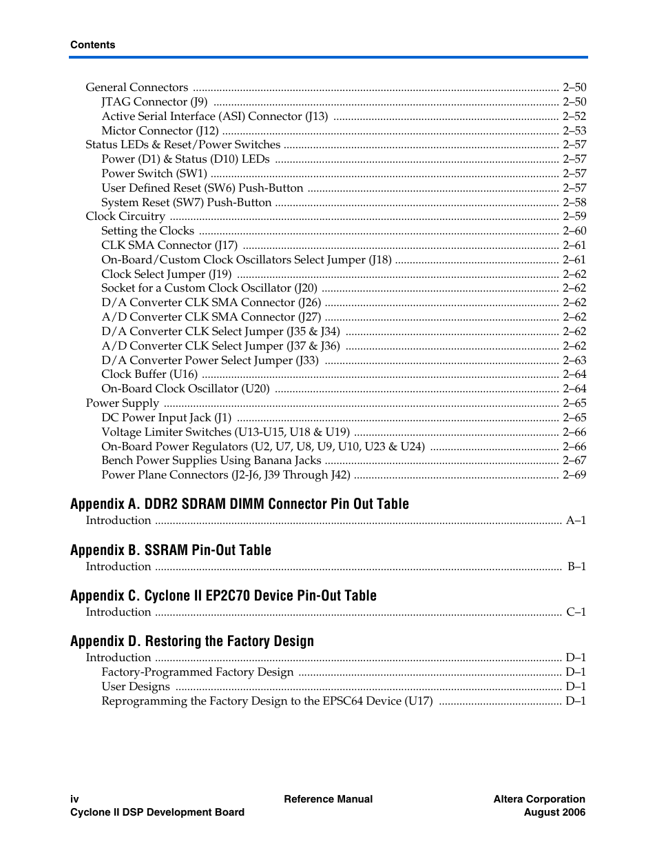 Altera Cyclone II DSP Development Board User Manual | Page 4 / 112