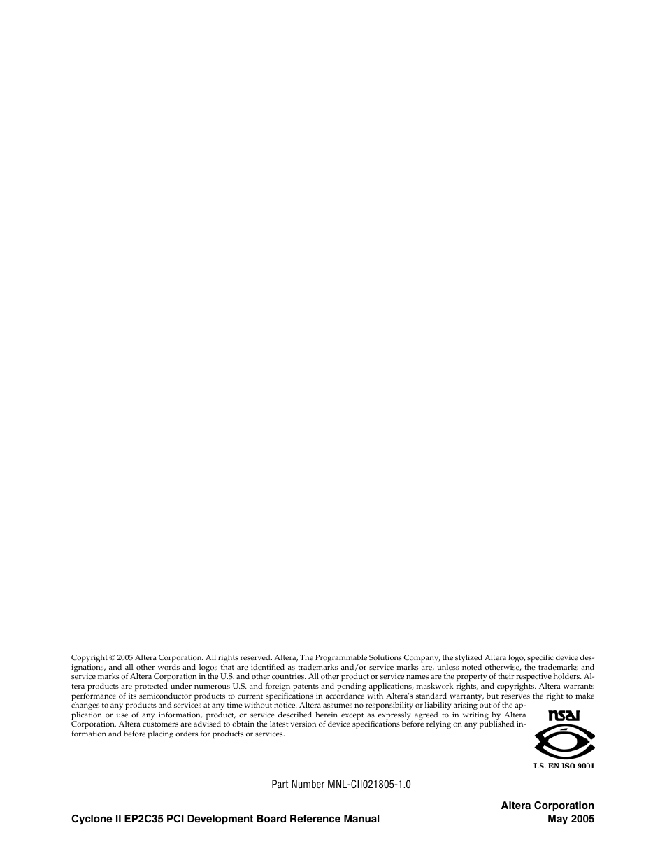 Altera Cyclone II EP2C35 PCI Development Board User Manual | Page 2 / 50
