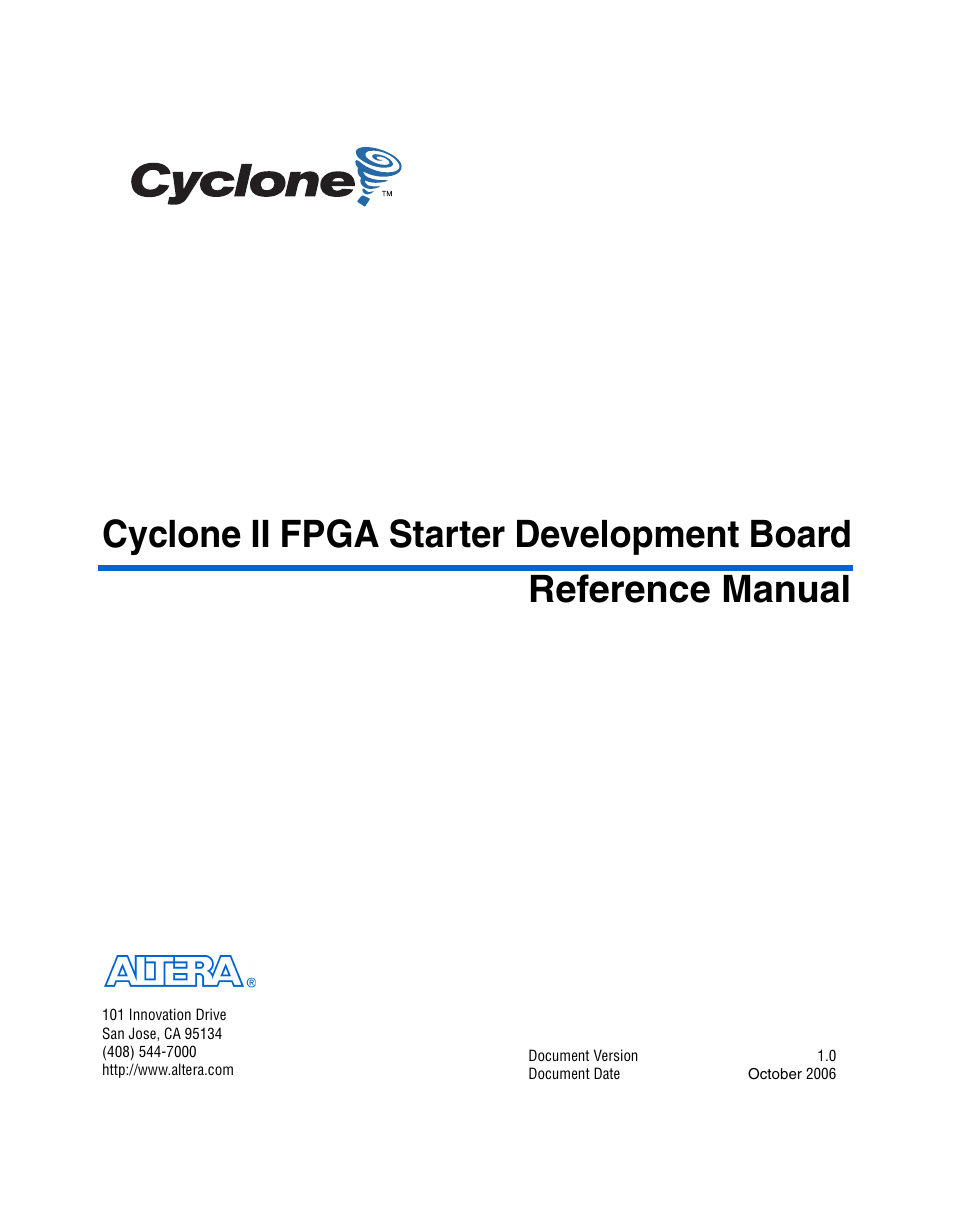 Altera Cyclone II FPGA Starter Development Board User Manual | 56 pages