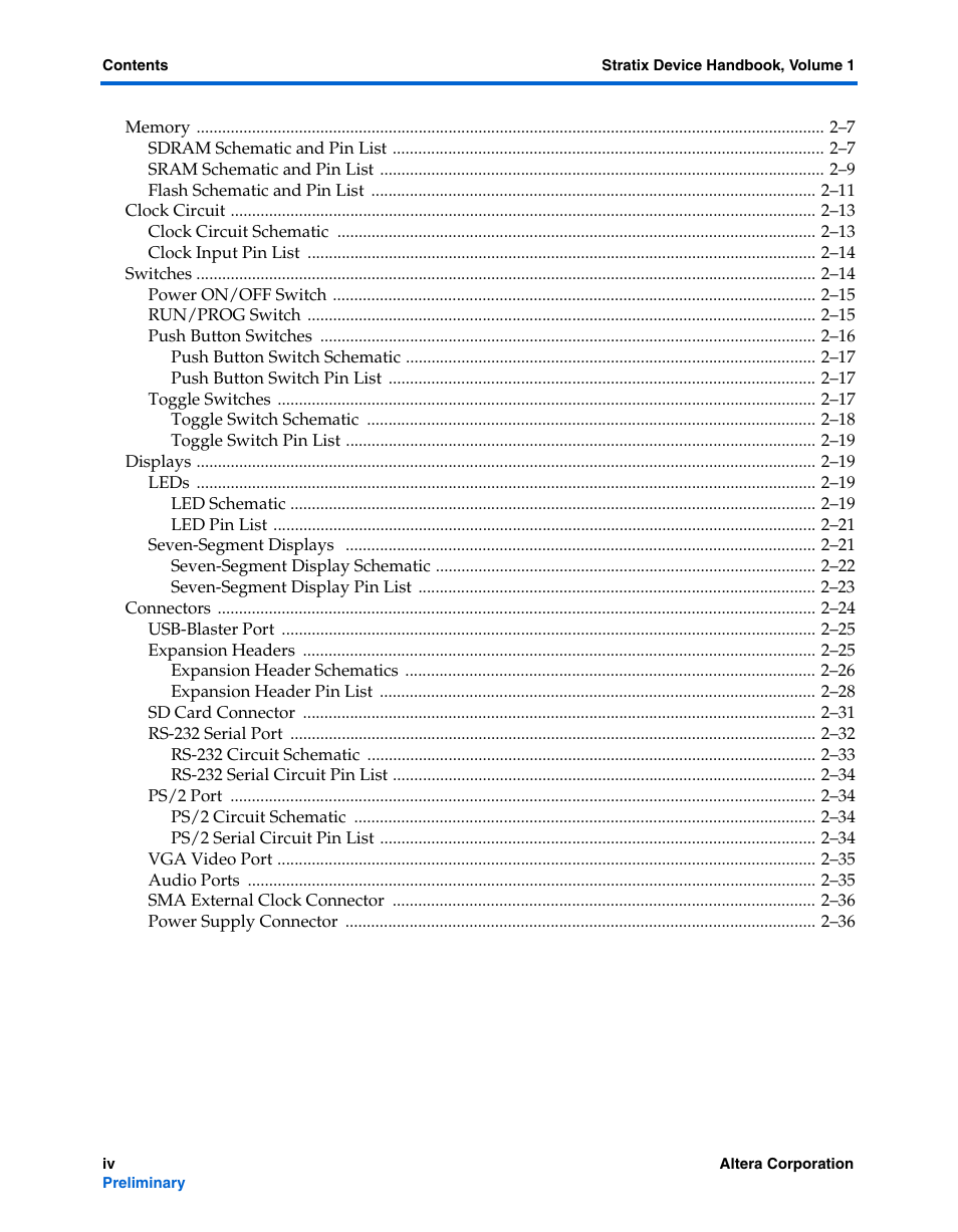 Altera Cyclone II FPGA Starter Development Board User Manual | Page 4 / 56