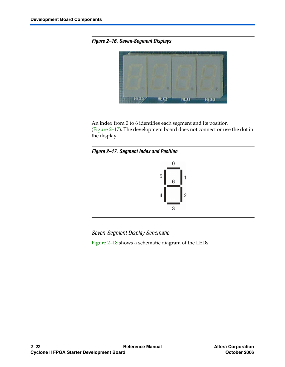 Seven-segment display schematic, Figure 2–16 | Altera Cyclone II FPGA Starter Development Board User Manual | Page 40 / 56