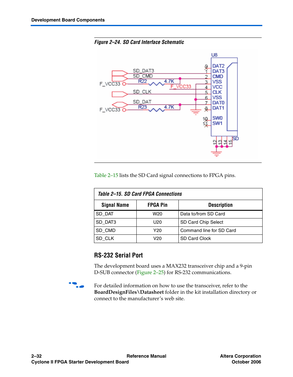 Rs-232 serial port, Figure 2–24, Show | Altera Cyclone II FPGA Starter Development Board User Manual | Page 50 / 56