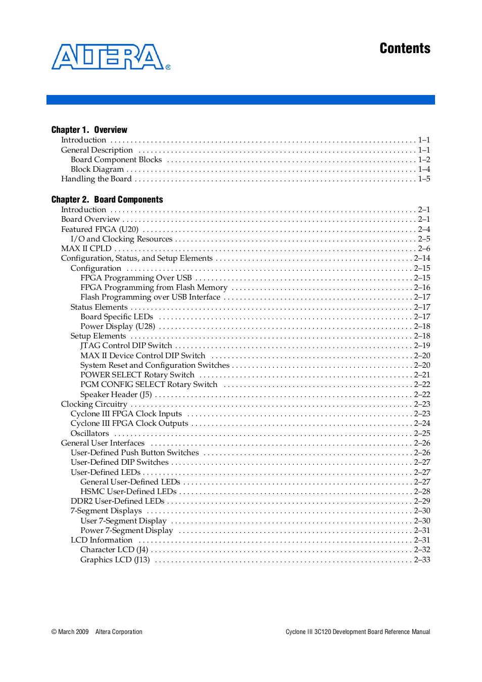 Altera Cyclone III Development Board User Manual | Page 3 / 80