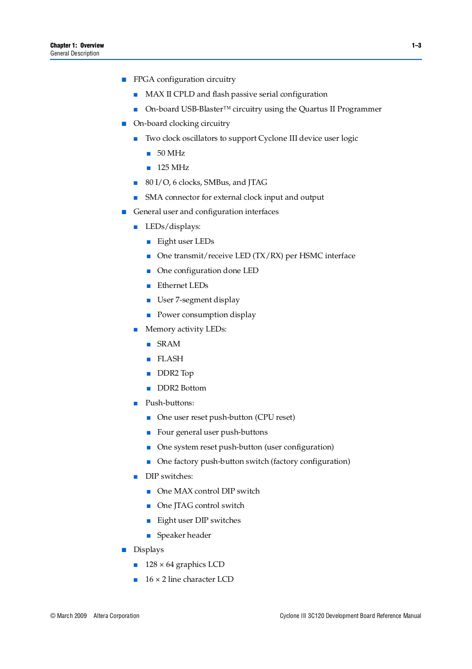 Altera Cyclone III Development Board User Manual | Page 7 / 80