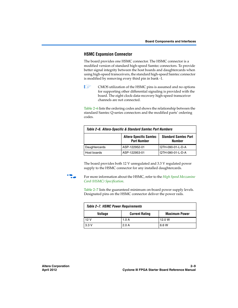 Hsmc expansion connector | Altera Cyclone III FPGA Starter Board User Manual | Page 17 / 32