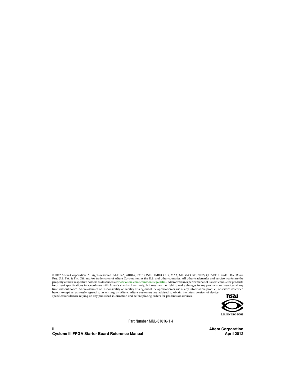 Altera Cyclone III FPGA Starter Board User Manual | Page 2 / 32