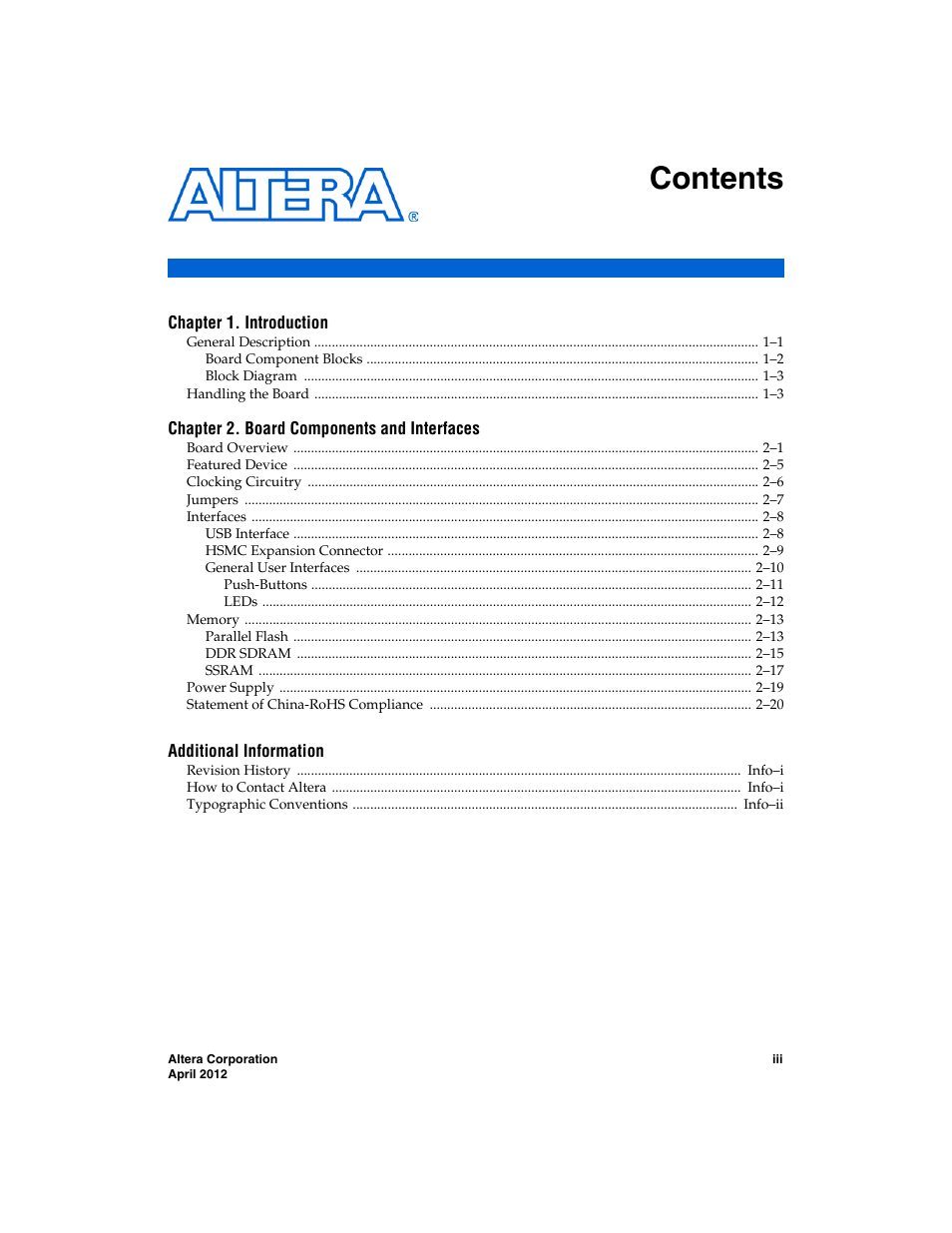 Altera Cyclone III FPGA Starter Board User Manual | Page 3 / 32