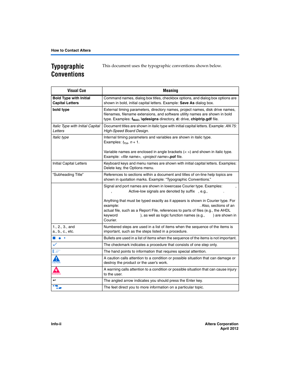 Typographic conventions | Altera Cyclone III FPGA Starter Board User Manual | Page 32 / 32