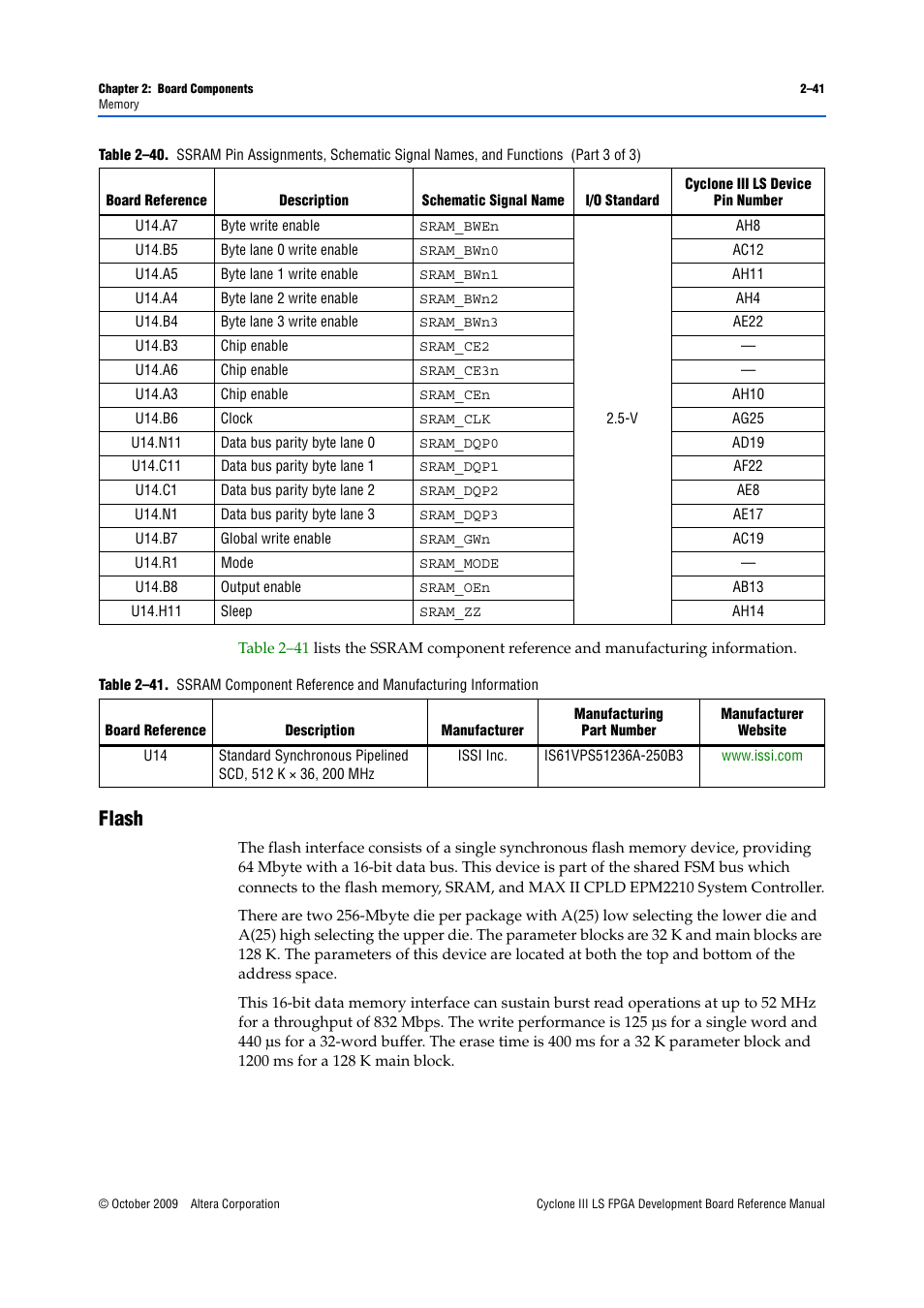 Flash, Flash –41 | Altera Cyclone III LS FPGA Development Board User Manual | Page 49 / 58