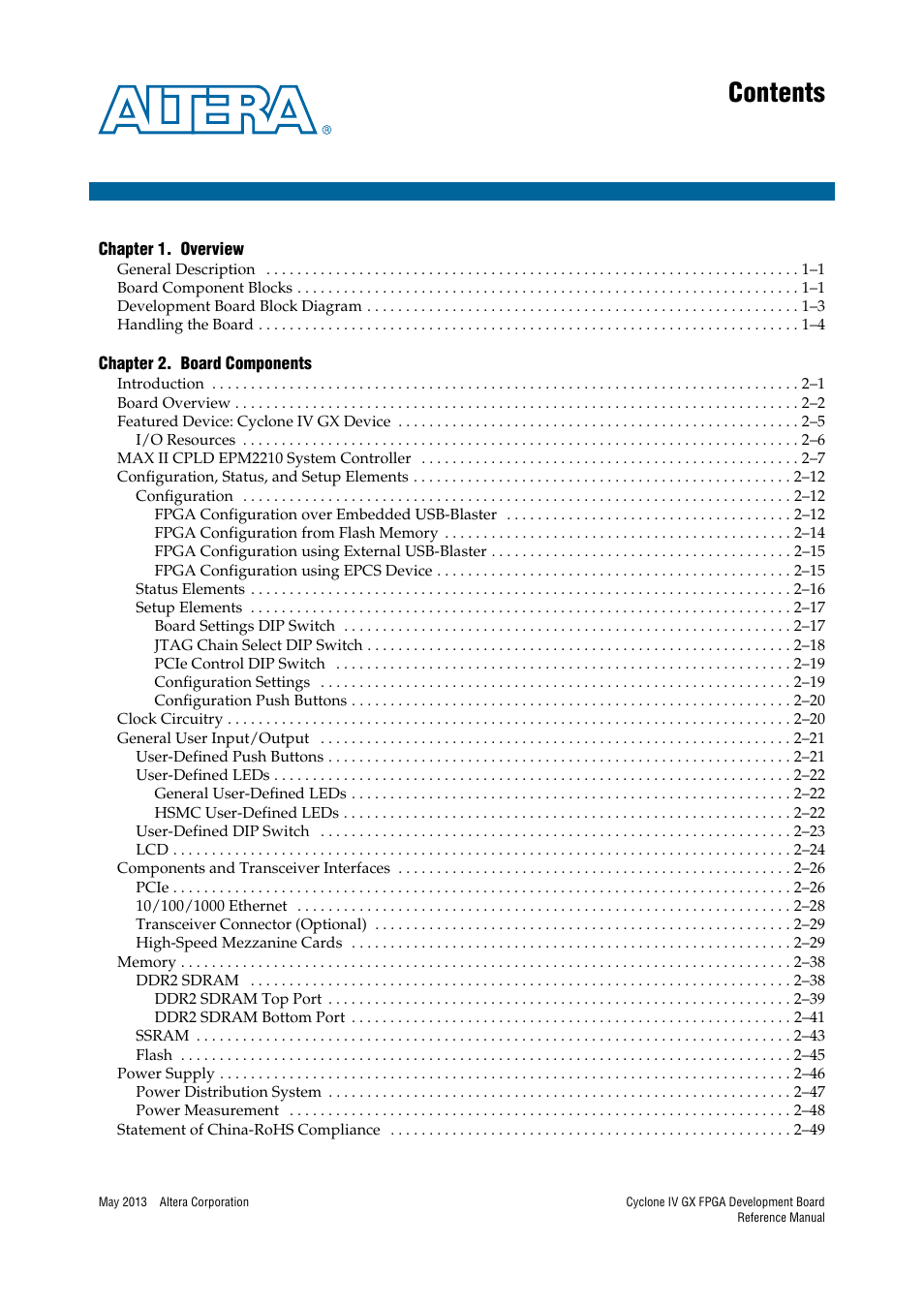 Altera Cyclone IV GX FPGA Development Board User Manual | Page 3 / 60