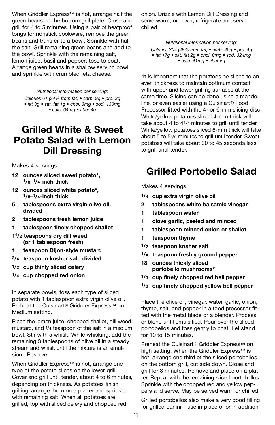 Grilled portobello salad | Cuisinart GR-2 User Manual | Page 12 / 16