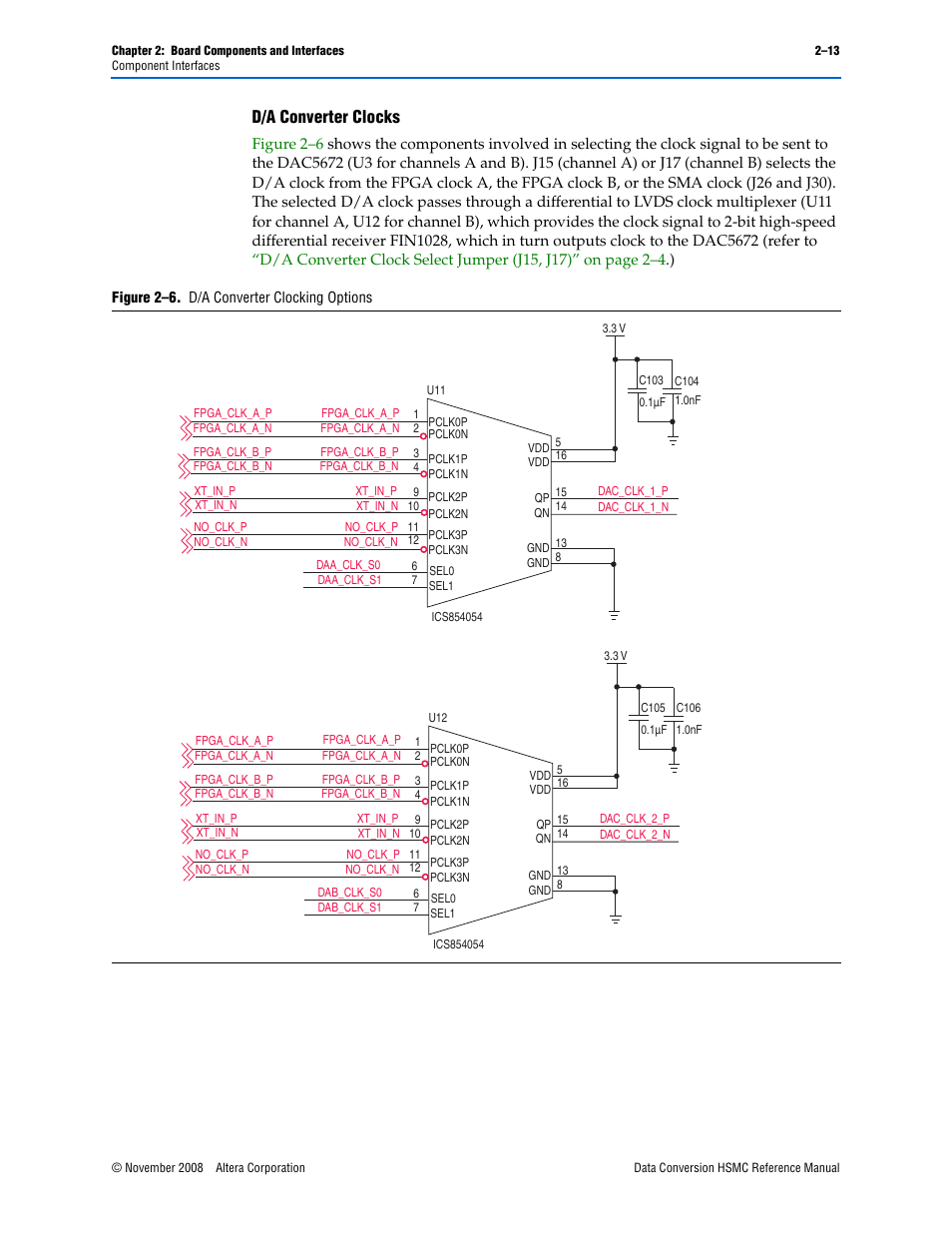D/a converter clocks –13, D/a converter clocks | Altera Data Conversion HSMC User Manual | Page 19 / 44