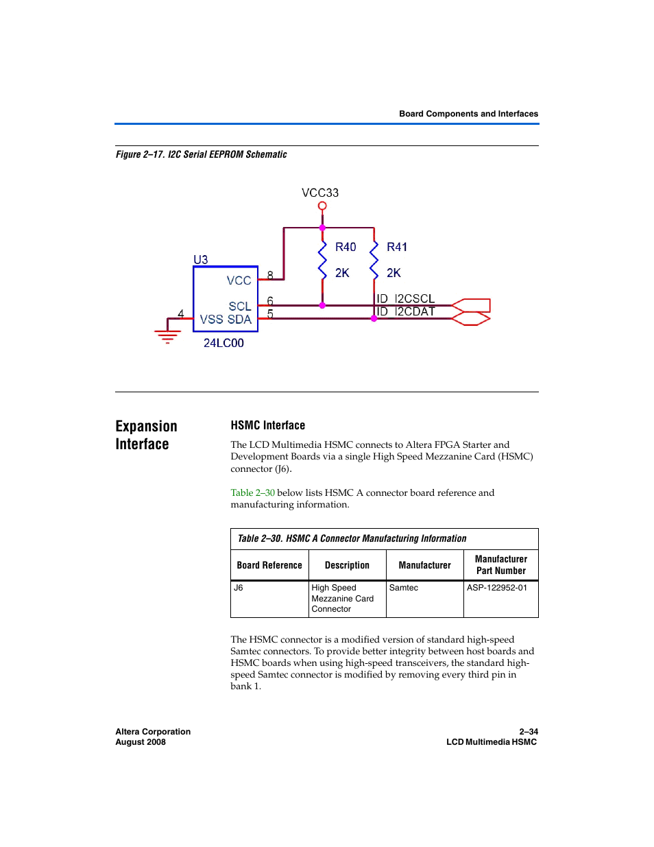 Expansion interface, Hsmc interface, Expansion interface –34 | Figure 2–17 | Altera LCD Multimedia HSMC User Manual | Page 42 / 51