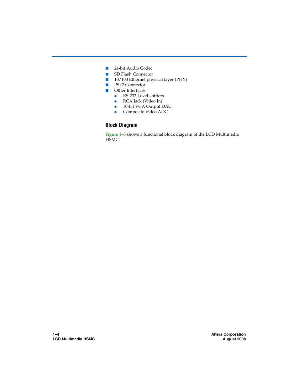 Block diagram | Altera LCD Multimedia HSMC User Manual | Page 7 / 51