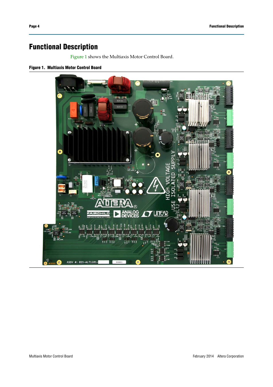 Functional description | Altera Multiaxis Motor Control Board User Manual | Page 4 / 22