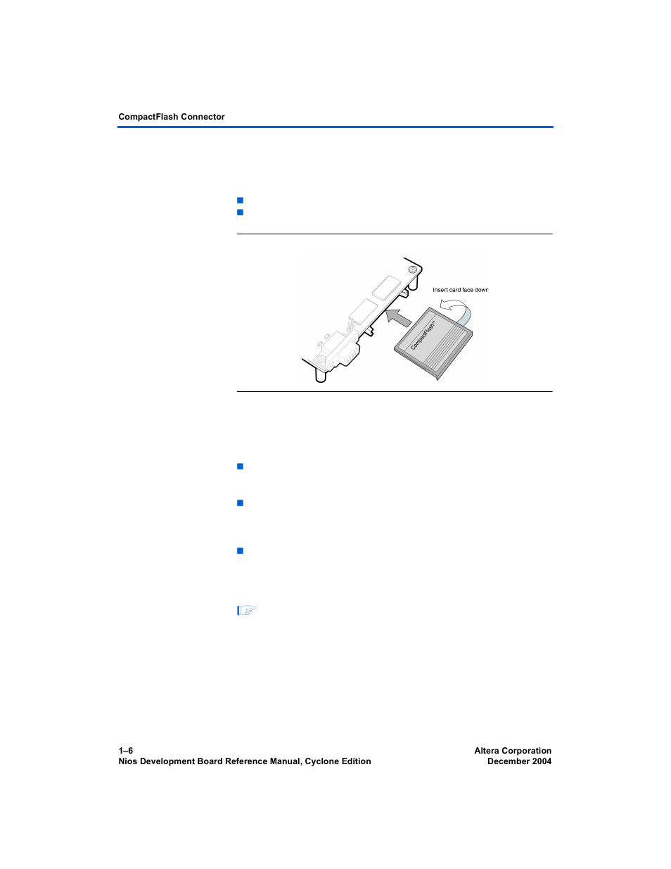 Compactflash connector, Compactflash connector –6 | Altera Nios Development Board User Manual | Page 14 / 54