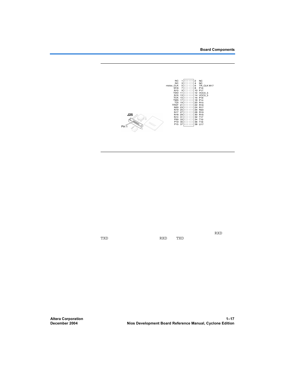 Serial port connectors, Serial port connectors –17, Figure 1–13 | Altera Nios Development Board User Manual | Page 25 / 54