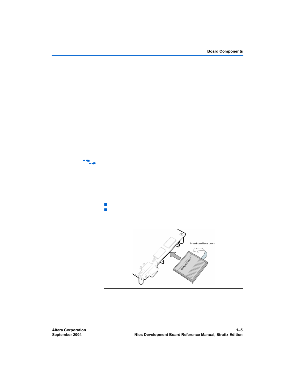 Compactflash connector, Compactflash connector –5 | Altera Nios Development Board User Manual | Page 13 / 52