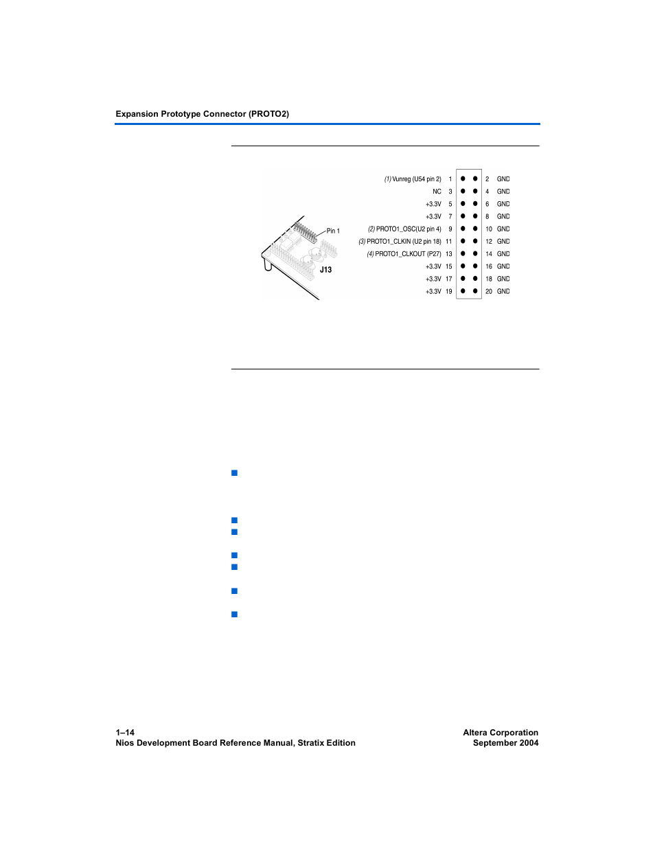 Expansion prototype connector (proto2), Expansion prototype connector (proto2) –14, Figure 1–7 | Altera Nios Development Board User Manual | Page 22 / 52