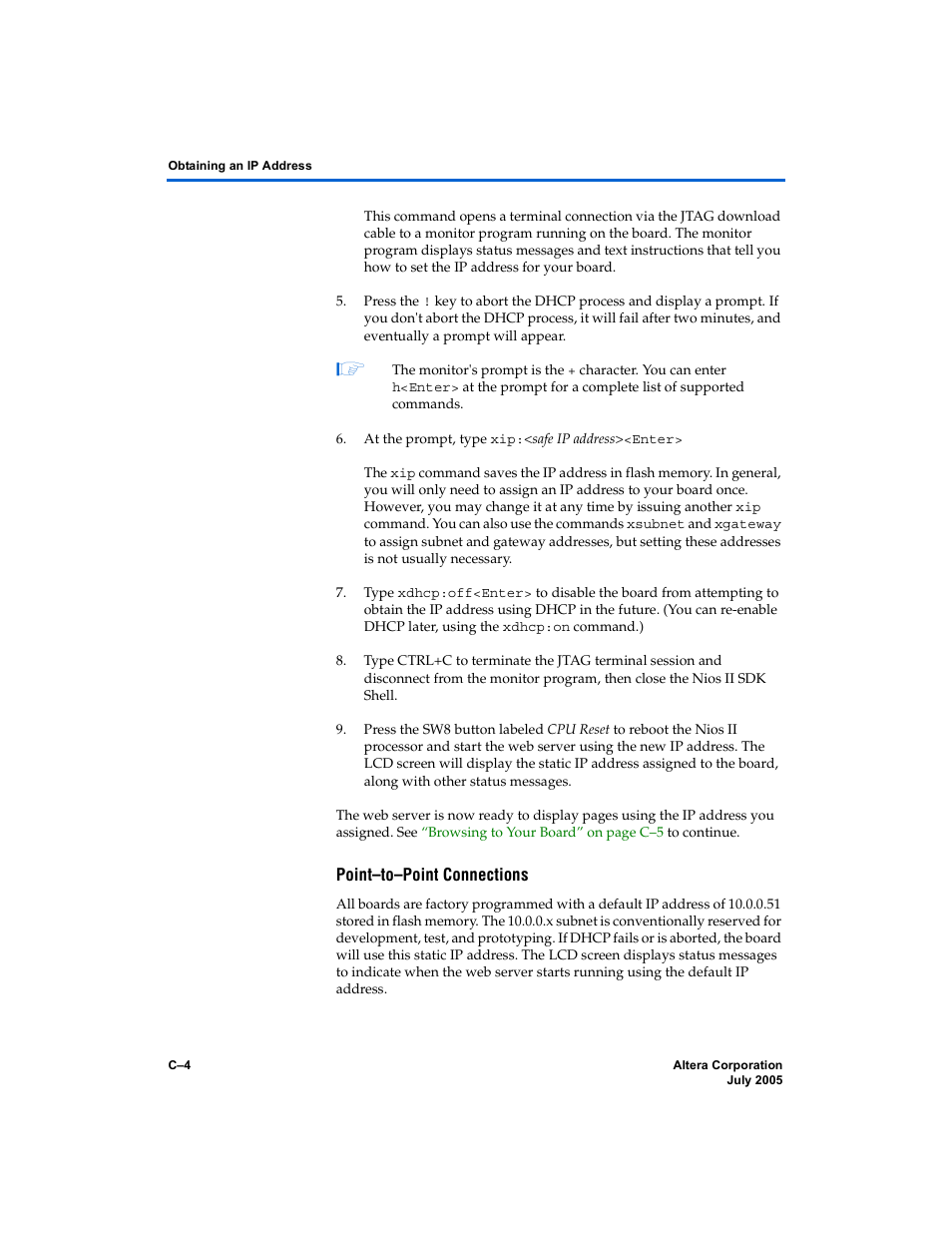 Point-to-point connections, Point–to–point connections | Altera Nios Development Board User Manual | Page 54 / 56