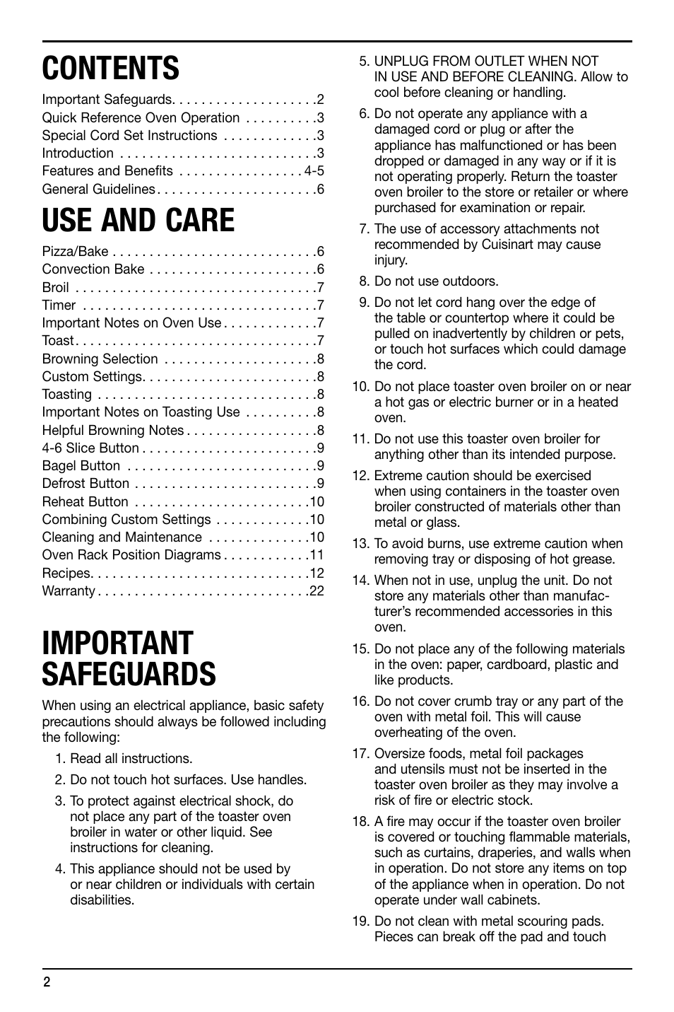 Cuisinart TOB-195 Series User Manual | Page 2 / 25